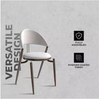 Sedia da pranzo moderna LeisureMod Venice in pelle, sedia laterale accentata imbottita con schienale aperto, con gambe in metallo, sedia da pranzo senza montaggio, set da 4