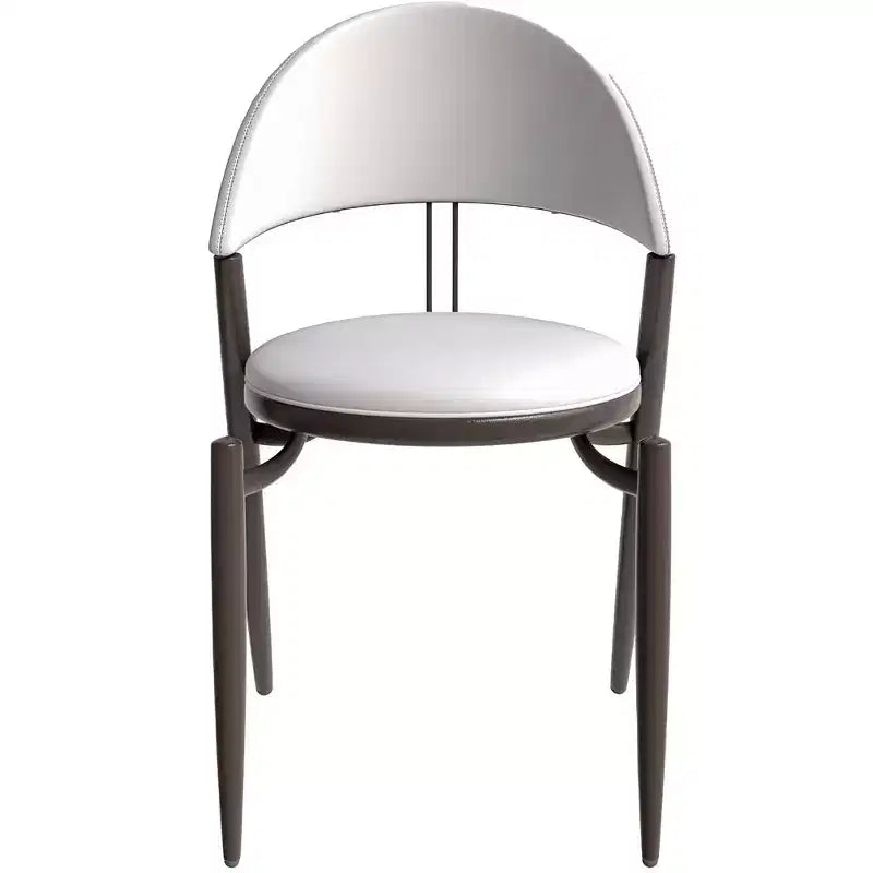 Sedia da pranzo moderna LeisureMod Venice in pelle, sedia laterale accentata imbottita con schienale aperto, con gambe in metallo, sedia da pranzo senza montaggio, set da 4
