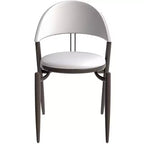 Sedia da pranzo moderna LeisureMod Venice in pelle, sedia laterale accentata imbottita con schienale aperto, con gambe in metallo, sedia da pranzo senza montaggio, set da 4