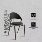 Sedia da pranzo moderna LeisureMod Venice in pelle, sedia laterale accentata imbottita con schienale aperto, con gambe in metallo, sedia da pranzo senza montaggio, set da 4