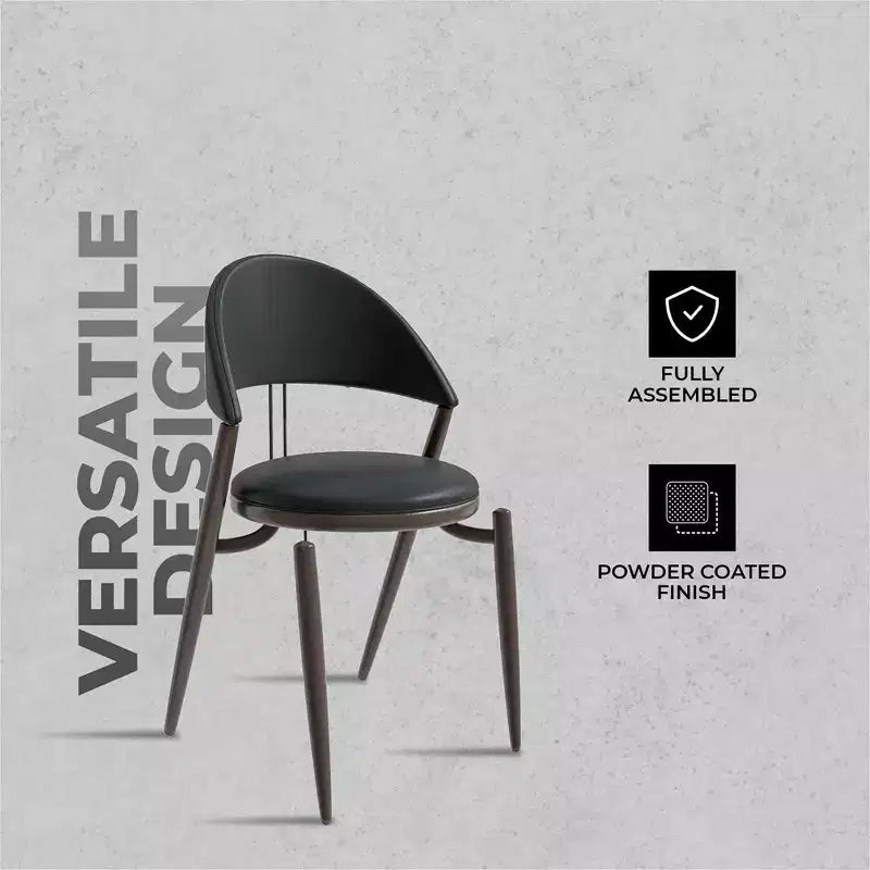 Sedia da pranzo moderna LeisureMod Venice in pelle, sedia laterale accentata imbottita con schienale aperto, con gambe in metallo, sedia da pranzo senza montaggio, set da 4
