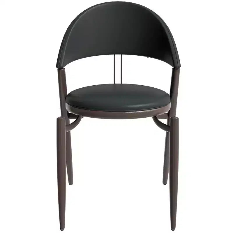 Sedia da pranzo moderna LeisureMod Venice in pelle, sedia laterale accentata imbottita con schienale aperto, con gambe in metallo, sedia da pranzo senza montaggio, set da 4