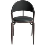 Sedia da pranzo moderna LeisureMod Venice in pelle, sedia laterale accentata imbottita con schienale aperto, con gambe in metallo, sedia da pranzo senza montaggio, set da 4