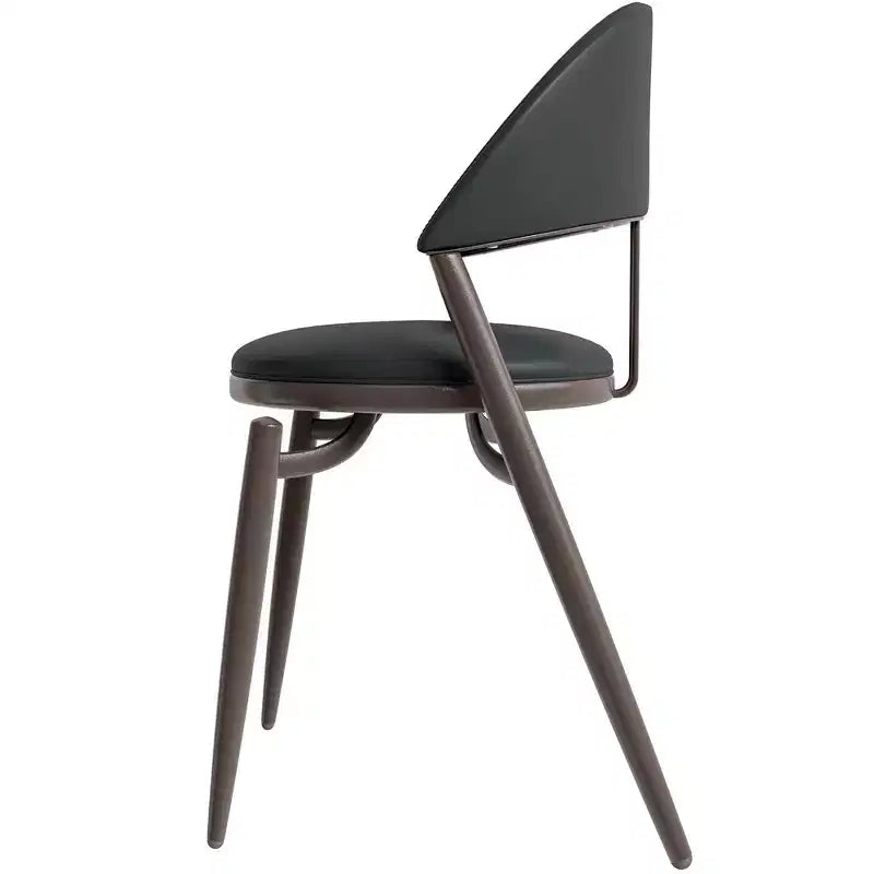 Sedia da pranzo moderna LeisureMod Venice in pelle, sedia laterale accentata imbottita con schienale aperto, con gambe in metallo, sedia da pranzo senza montaggio, set da 4