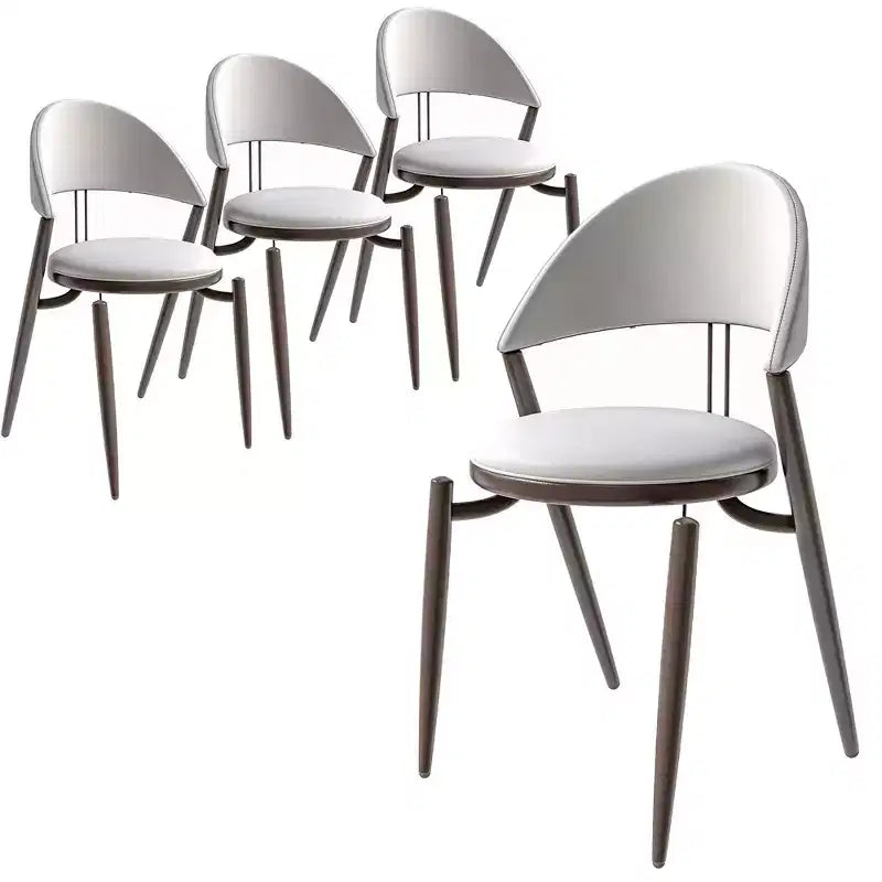 Sedia da pranzo moderna LeisureMod Venice in pelle, sedia laterale accentata imbottita con schienale aperto, con gambe in metallo, sedia da pranzo senza montaggio, set da 4