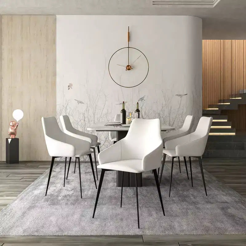 LeisureMod Sonnet Sedie da Pranzo Imbottite in Tessuto con Gambe in Ferro Set di 2 Comode Sedie Laterali Moderne per Sala da Pranzo, Cucina o Soggiorno