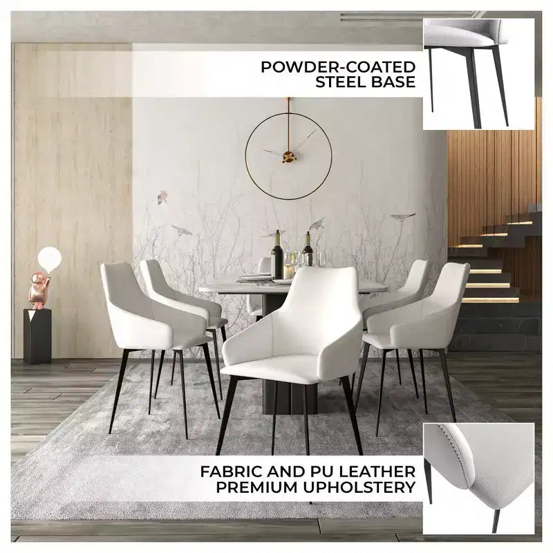 LeisureMod Sonnet Sedie da Pranzo Imbottite in Tessuto con Gambe in Ferro Set di 2 Comode Sedie Laterali Moderne per Sala da Pranzo, Cucina o Soggiorno