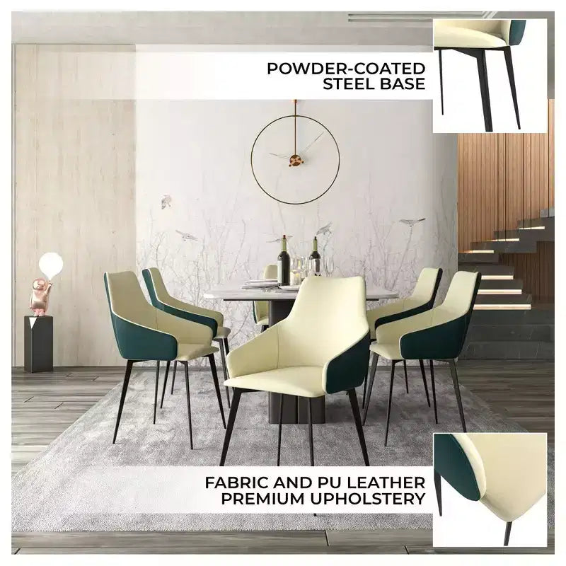 LeisureMod Sonnet Sedie da Pranzo Imbottite in Tessuto con Gambe in Ferro Set di 2 Comode Sedie Laterali Moderne per Sala da Pranzo, Cucina o Soggiorno