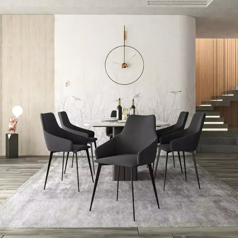 LeisureMod Sonnet Sedie da Pranzo Imbottite in Tessuto con Gambe in Ferro Set di 2 Comode Sedie Laterali Moderne per Sala da Pranzo, Cucina o Soggiorno
