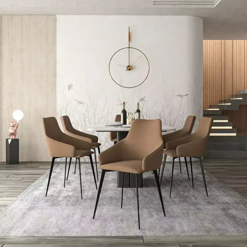 LeisureMod Sonnet Sedie da Pranzo Imbottite in Tessuto con Gambe in Ferro Set di 2 Comode Sedie Laterali Moderne per Sala da Pranzo, Cucina o Soggiorno