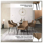 LeisureMod Sonnet Sedie da Pranzo Imbottite in Tessuto con Gambe in Ferro Set di 2 Comode Sedie Laterali Moderne per Sala da Pranzo, Cucina o Soggiorno