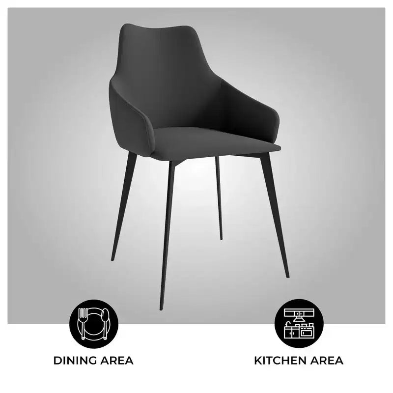 LeisureMod Sonnet Sedie da Pranzo Imbottite in Tessuto con Gambe in Ferro Set di 2 Comode Sedie Laterali Moderne per Sala da Pranzo, Cucina o Soggiorno