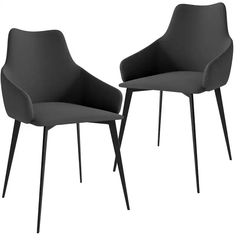 LeisureMod Sonnet Upholstered Dining Chairs in Fabric with Iron Legs  Set of 2 Comfortable Modern Side Chairs for Dining, Kitchen, or Living