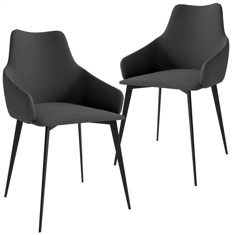 LeisureMod Sonnet Sedie da Pranzo Imbottite in Tessuto con Gambe in Ferro Set di 2 Comode Sedie Laterali Moderne per Sala da Pranzo, Cucina o Soggiorno