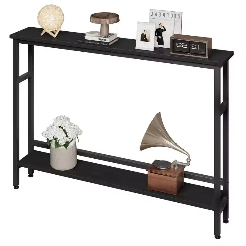 5.9 Narrow Sofa Table, 2 Tier Skinny Console Table with Adjustable Shelf, Slim Behind Couch Table for Living Room, Entryway, Hallway, Foyer