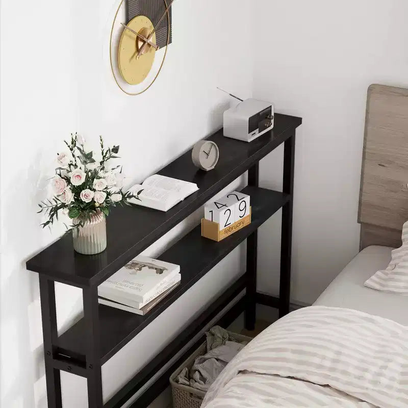 5.9 Tavolo stretto da divano, Consolle sottile a 2 ripiani con mensola regolabile, Tavolo stretto dietro il divano per soggiorno, ingresso, corridoio, atrio
