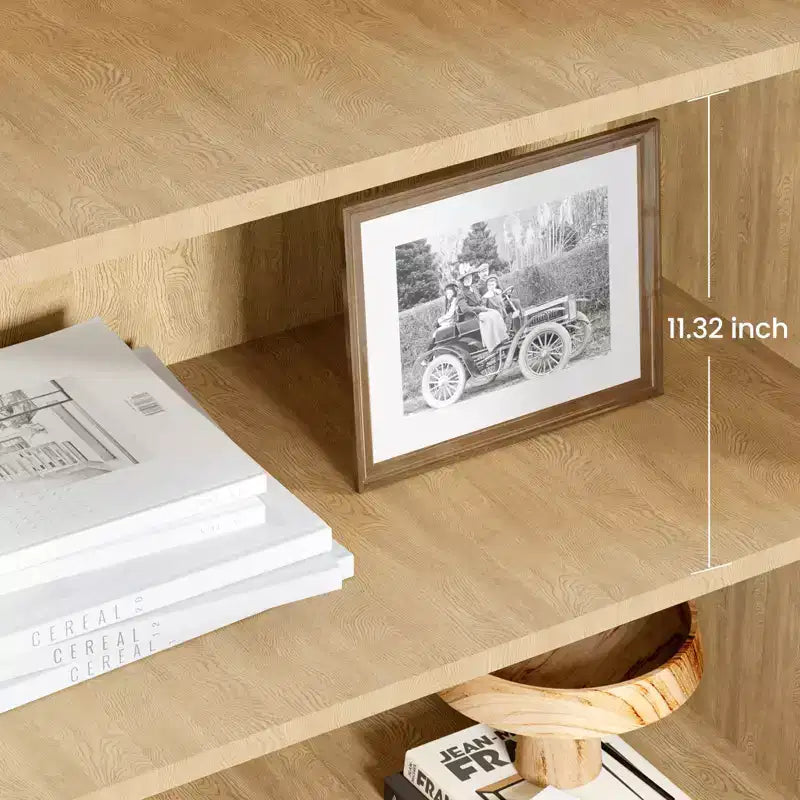 Libreria in rattan a 5 ripiani con armadietto e anta, libreria industriale alta 180,6 cm, libreria a 5 ripiani con struttura in metallo