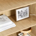 Libreria in rattan a 5 ripiani con armadietto e anta, libreria industriale alta 180,6 cm, libreria a 5 ripiani con struttura in metallo