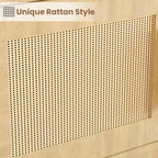 Libreria in rattan a 5 ripiani con armadietto e anta, libreria industriale alta 180,6 cm, libreria a 5 ripiani con struttura in metallo