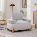 Hyleory Poltrona da salotto in velluto da 117 cm con pouf, set poltrona e poggiapiedi in velluto a coste stile Mid-Century Modern, poltrona club imbottita con braccioli a vasca