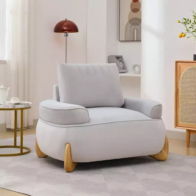 Hyleory Poltrona da salotto in velluto da 117 cm con pouf, set poltrona e poggiapiedi in velluto a coste stile Mid-Century Modern, poltrona club imbottita con braccioli a vasca