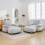 Hyleory Poltrona da salotto in velluto da 117 cm con pouf, set poltrona e poggiapiedi in velluto a coste stile Mid-Century Modern, poltrona club imbottita con braccioli a vasca