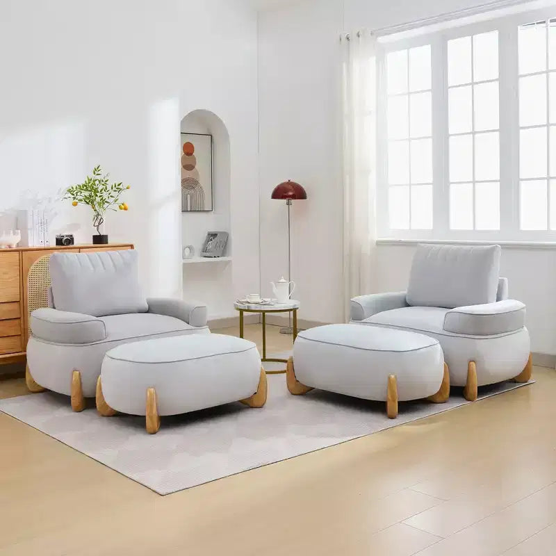 Hyleory Poltrona da salotto in velluto da 117 cm con pouf, set poltrona e poggiapiedi in velluto a coste stile Mid-Century Modern, poltrona club imbottita con braccioli a vasca
