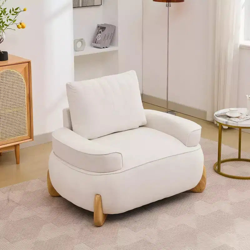 Hyleory Poltrona da salotto in velluto da 117 cm con pouf, set poltrona e poggiapiedi in velluto a coste stile Mid-Century Modern, poltrona club imbottita con braccioli a vasca