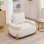 Hyleory Poltrona da salotto in velluto da 117 cm con pouf, set poltrona e poggiapiedi in velluto a coste stile Mid-Century Modern, poltrona club imbottita con braccioli a vasca