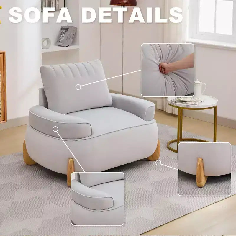 Hyleory Poltrona da salotto in velluto da 117 cm con pouf, set poltrona e poggiapiedi in velluto a coste stile Mid-Century Modern, poltrona club imbottita con braccioli a vasca