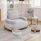 Hyleory Poltrona da salotto in velluto da 117 cm con pouf, set poltrona e poggiapiedi in velluto a coste stile Mid-Century Modern, poltrona club imbottita con braccioli a vasca