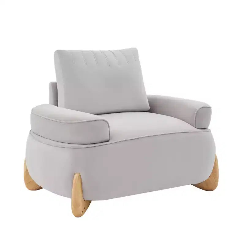 Hyleory Poltrona da salotto in velluto da 117 cm con pouf, set poltrona e poggiapiedi in velluto a coste stile Mid-Century Modern, poltrona club imbottita con braccioli a vasca