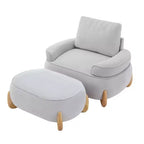 Hyleory Poltrona da salotto in velluto da 117 cm con pouf, set poltrona e poggiapiedi in velluto a coste stile Mid-Century Modern, poltrona club imbottita con braccioli a vasca