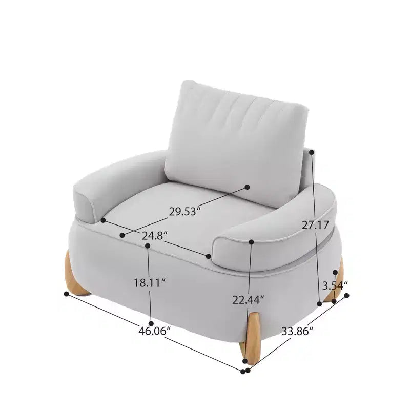 Hyleory Poltrona da salotto in velluto da 117 cm con pouf, set poltrona e poggiapiedi in velluto a coste stile Mid-Century Modern, poltrona club imbottita con braccioli a vasca