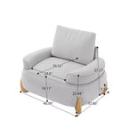 Hyleory Poltrona da salotto in velluto da 117 cm con pouf, set poltrona e poggiapiedi in velluto a coste stile Mid-Century Modern, poltrona club imbottita con braccioli a vasca