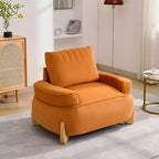 Hyleory Poltrona da salotto in velluto da 117 cm con pouf, set poltrona e poggiapiedi in velluto a coste stile Mid-Century Modern, poltrona club imbottita con braccioli a vasca
