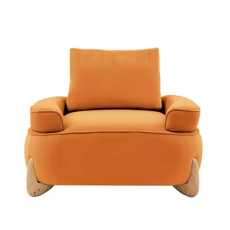 Hyleory Poltrona da salotto in velluto da 117 cm con pouf, set poltrona e poggiapiedi in velluto a coste stile Mid-Century Modern, poltrona club imbottita con braccioli a vasca