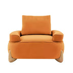 Hyleory Poltrona da salotto in velluto da 117 cm con pouf, set poltrona e poggiapiedi in velluto a coste stile Mid-Century Modern, poltrona club imbottita con braccioli a vasca