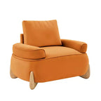Hyleory Poltrona da salotto in velluto da 117 cm con pouf, set poltrona e poggiapiedi in velluto a coste stile Mid-Century Modern, poltrona club imbottita con braccioli a vasca
