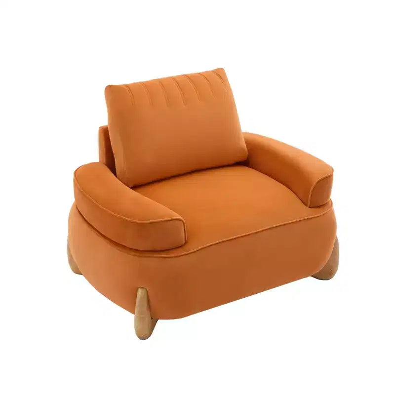 Hyleory Poltrona da salotto in velluto da 117 cm con pouf, set poltrona e poggiapiedi in velluto a coste stile Mid-Century Modern, poltrona club imbottita con braccioli a vasca