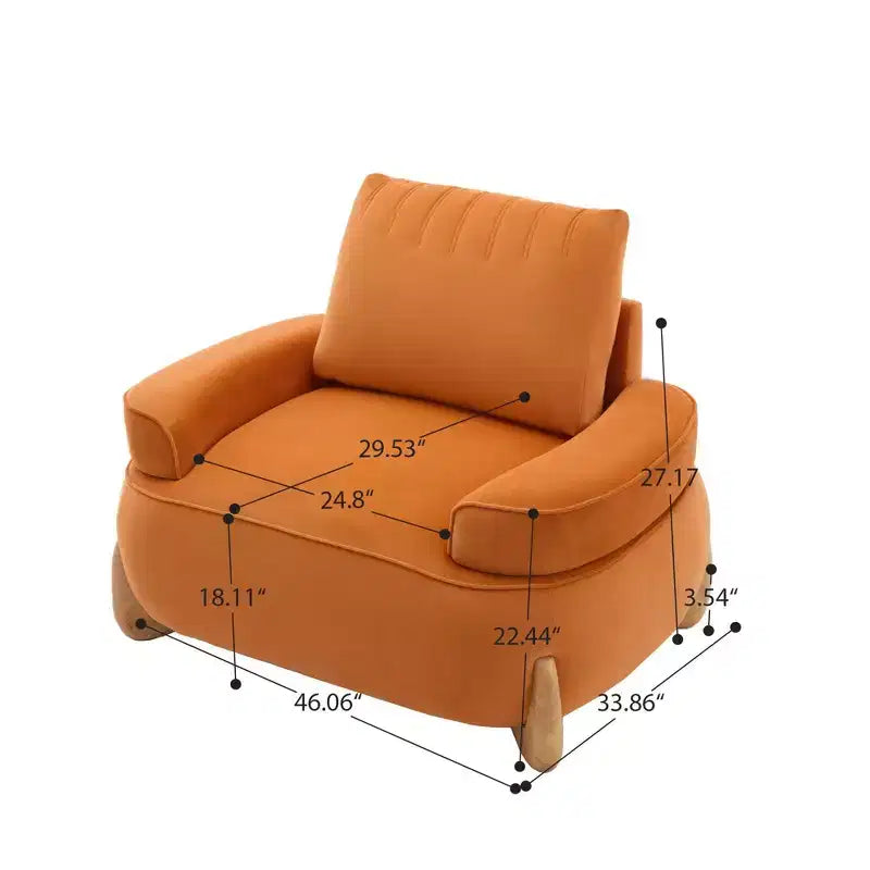 Hyleory Poltrona da salotto in velluto da 117 cm con pouf, set poltrona e poggiapiedi in velluto a coste stile Mid-Century Modern, poltrona club imbottita con braccioli a vasca