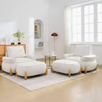 Hyleory Poltrona da salotto in velluto da 117 cm con pouf, set poltrona e poggiapiedi in velluto a coste stile Mid-Century Modern, poltrona club imbottita con braccioli a vasca
