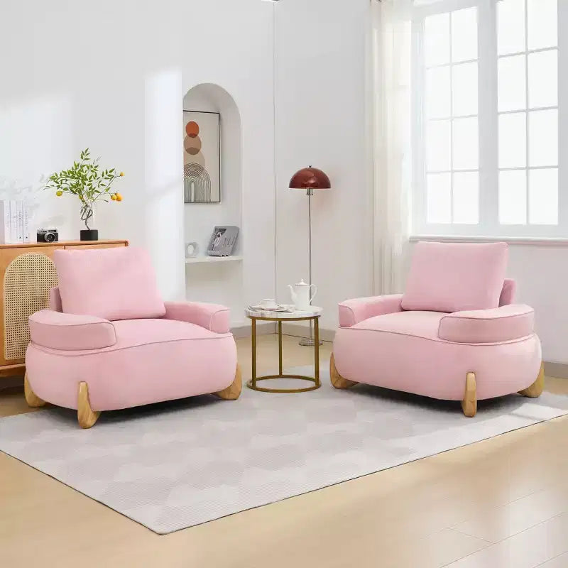Hyleory Poltrona da salotto in velluto da 117 cm con pouf, set poltrona e poggiapiedi in velluto a coste stile Mid-Century Modern, poltrona club imbottita con braccioli a vasca