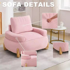 Hyleory Poltrona da salotto in velluto da 117 cm con pouf, set poltrona e poggiapiedi in velluto a coste stile Mid-Century Modern, poltrona club imbottita con braccioli a vasca