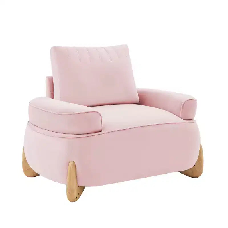 Hyleory Poltrona da salotto in velluto da 117 cm con pouf, set poltrona e poggiapiedi in velluto a coste stile Mid-Century Modern, poltrona club imbottita con braccioli a vasca