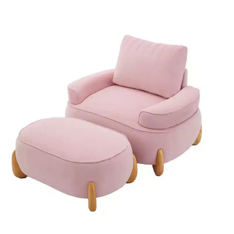 Hyleory Poltrona da salotto in velluto da 117 cm con pouf, set poltrona e poggiapiedi in velluto a coste stile Mid-Century Modern, poltrona club imbottita con braccioli a vasca