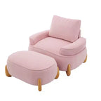 Hyleory Poltrona da salotto in velluto da 117 cm con pouf, set poltrona e poggiapiedi in velluto a coste stile Mid-Century Modern, poltrona club imbottita con braccioli a vasca