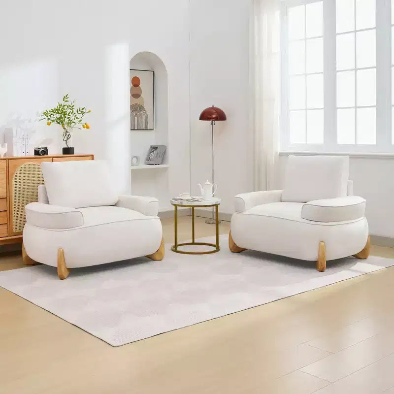 Hyleory Poltrona da salotto in velluto da 117 cm con pouf, set poltrona e poggiapiedi in velluto a coste stile Mid-Century Modern, poltrona club imbottita con braccioli a vasca