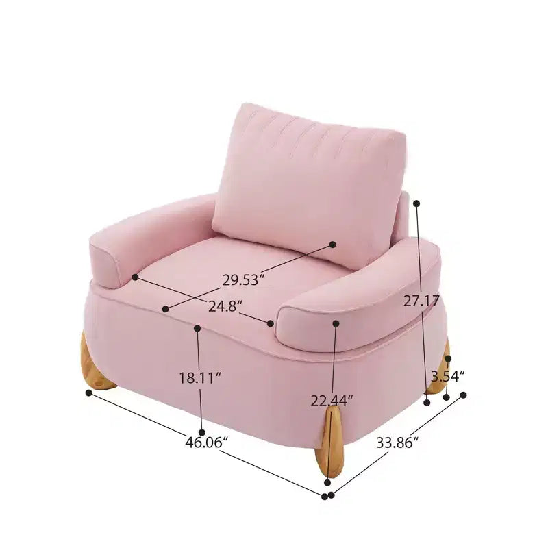 Hyleory Poltrona da salotto in velluto da 117 cm con pouf, set poltrona e poggiapiedi in velluto a coste stile Mid-Century Modern, poltrona club imbottita con braccioli a vasca