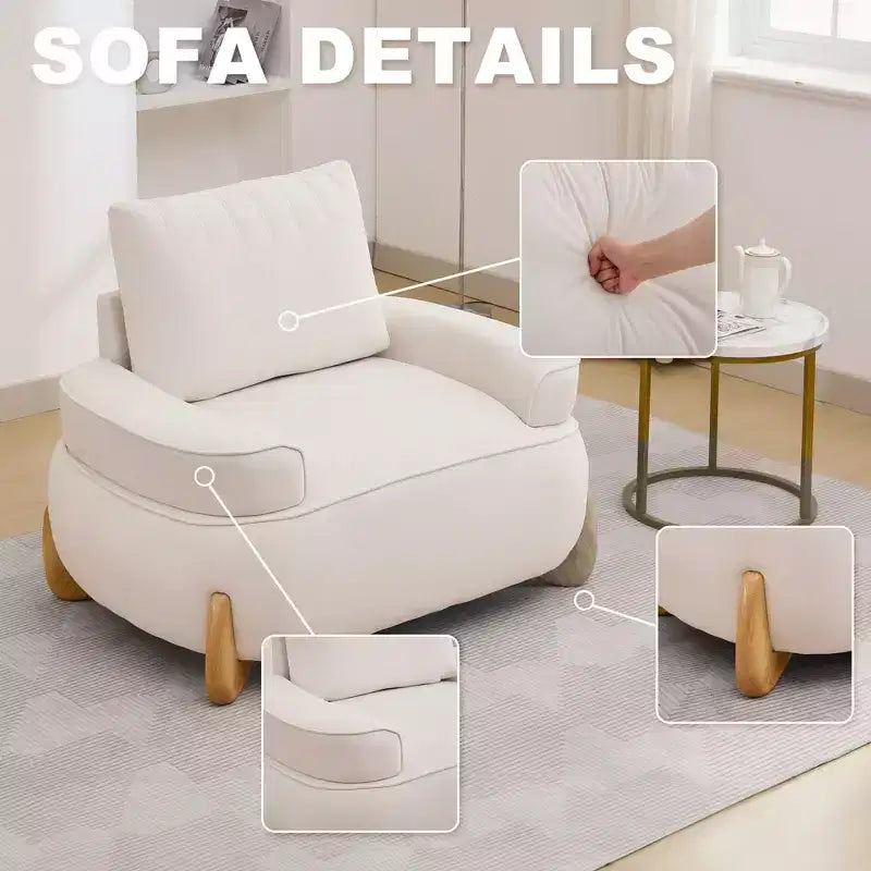 Hyleory Poltrona da salotto in velluto da 117 cm con pouf, set poltrona e poggiapiedi in velluto a coste stile Mid-Century Modern, poltrona club imbottita con braccioli a vasca
